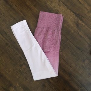 XS ombré pink to white leggings